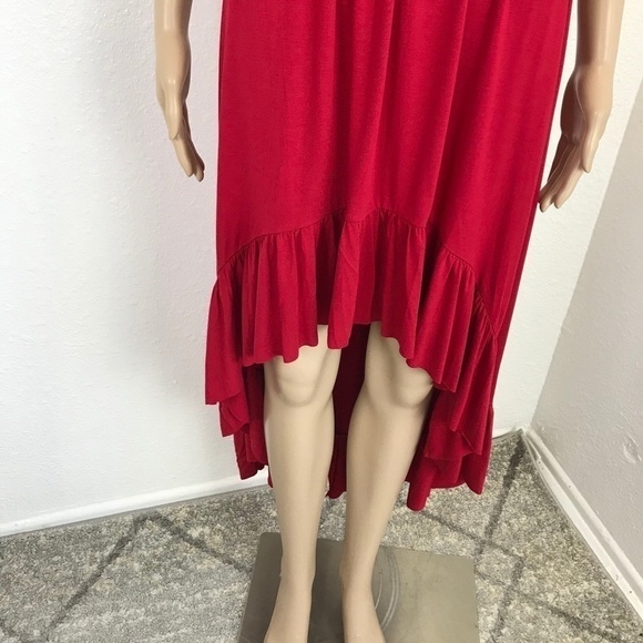 Felicity & coco  Straples off the shoulder High low Ruffle Red Maxi dress beach - Picture 5 of 10
